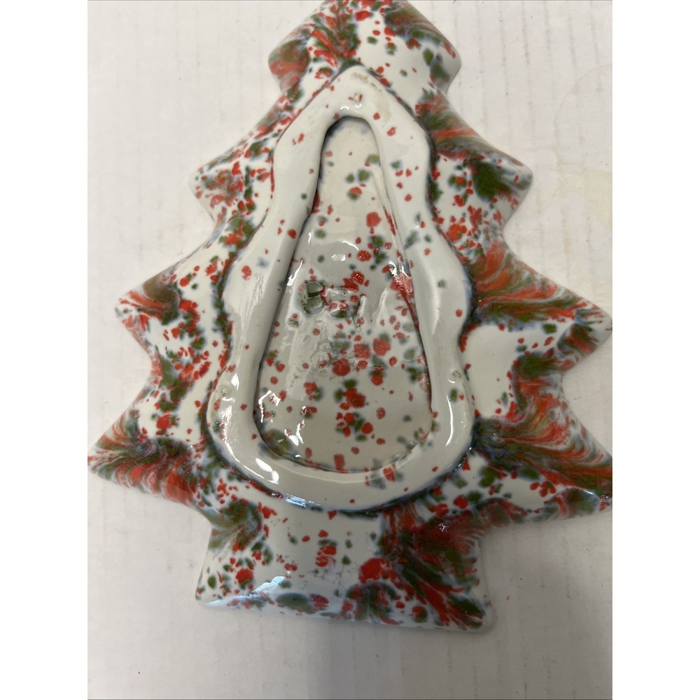 Vtg. 3 PCs Nesting Ceramic Splatter Speckle Christmas Tree Candy Trinket Dishes - Picture 3 of 8